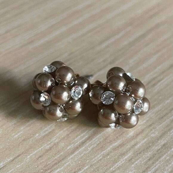 Gold and Crystal Fireball Stud Earrings - Picture 2 of 3